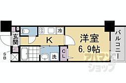 近鉄京都線 東寺駅 徒歩10分の賃貸マンション 9階1Kの間取り