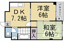JR東海道・山陽本線 西大路駅 徒歩10分の賃貸マンション 4階2DKの間取り