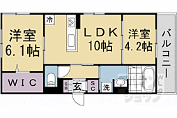 JR東海道・山陽本線 西大路駅 徒歩19分の賃貸アパート 2階2LDKの間取り