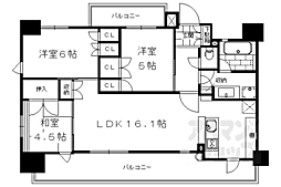 JR山陰本線 丹波口駅 徒歩6分の賃貸マンション 7階3LDKの間取り