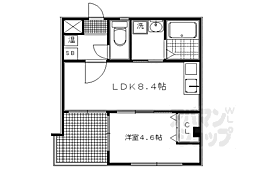 京阪本線 出町柳駅 徒歩10分の賃貸マンション 2階1LDKの間取り