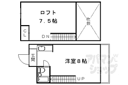 阪急京都本線 西京極駅 徒歩12分の賃貸マンション 4階ワンルームの間取り