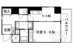 ライオンズマンション四条堀川第2 1105 11階1Kの間取り