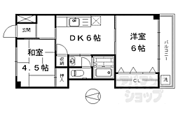 JR東海道・山陽本線 京都駅 徒歩10分の賃貸マンション 1階2DKの間取り