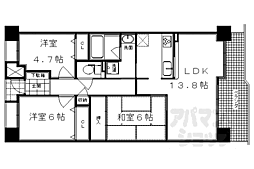 JR山陰本線 二条駅 徒歩4分の賃貸マンション 4階3LDKの間取り