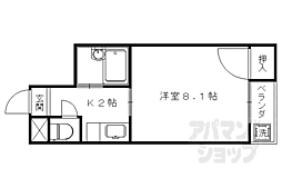 JR山陰本線 円町駅 徒歩10分の賃貸アパート 1階1Kの間取り