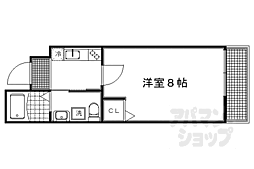 京都市営烏丸線 今出川駅 徒歩17分の賃貸マンション 1階1Kの間取り