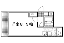 京福電気鉄道北野線 北野白梅町駅 徒歩9分の賃貸マンション 3階ワンルームの間取り