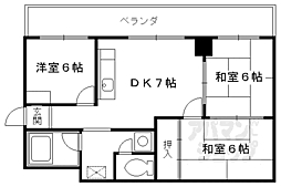 京都地下鉄東西線 西大路御池駅 徒歩3分の賃貸マンション 8階3DKの間取り