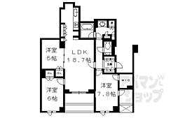 京阪本線 神宮丸太町駅 徒歩5分の賃貸マンション 4階3LDKの間取り