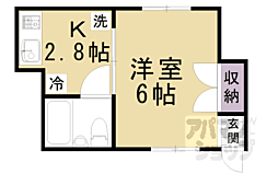 JR山陰本線 嵯峨嵐山駅 徒歩4分の賃貸マンション 2階1Kの間取り