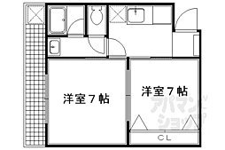 京都市営烏丸線 鞍馬口駅 徒歩8分の賃貸マンション 2階2Kの間取り