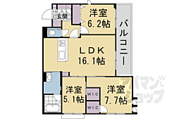 阪急京都本線 西京極駅 徒歩8分の賃貸マンション 2階3LDKの間取り