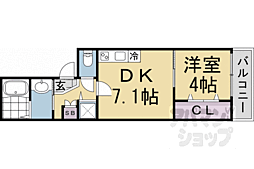 京都地下鉄東西線 二条駅 徒歩15分の賃貸マンション 4階1DKの間取り