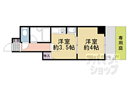 ライオンズマンション五条大宮第2 1階1Kの間取り