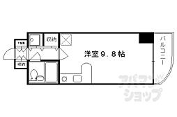 デ・リード河原町 4階ワンルームの間取り
