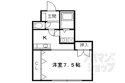 JR山陰本線 太秦駅 徒歩10分の賃貸マンション 2階1Kの間取り