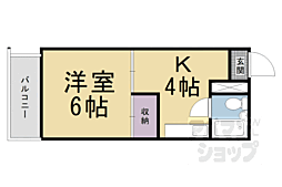 京都市営烏丸線 今出川駅 徒歩19分の賃貸マンション 4階1DKの間取り