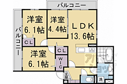 阪急京都本線 西院駅 徒歩5分の賃貸アパート 2階3LDKの間取り