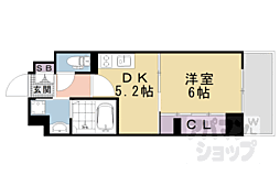 JR山陰本線 円町駅 徒歩5分の賃貸マンション 2階1DKの間取り