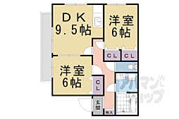 JR東海道・山陽本線 向日町駅 徒歩12分の賃貸アパート 2階2DKの間取り
