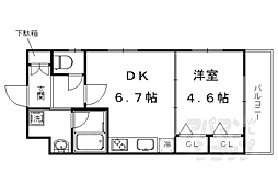 阪急京都本線 西院駅 徒歩8分の賃貸マンション 2階1DKの間取り