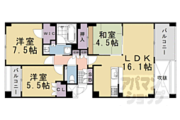 プレミスト京都御所南 2階3LDKの間取り