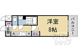京都市営烏丸線 十条駅 徒歩4分の賃貸マンション 3階1Kの間取り