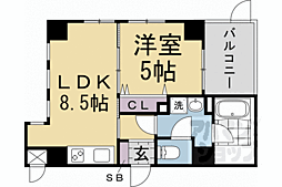 京都地下鉄東西線 二条城前駅 徒歩11分の賃貸マンション 3階1LDKの間取り