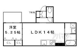 JR山陰本線 太秦駅 徒歩9分の賃貸アパート 1階1LDKの間取り