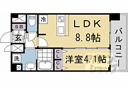 近鉄京都線 十条駅 徒歩4分の賃貸マンション 7階1LDKの間取り