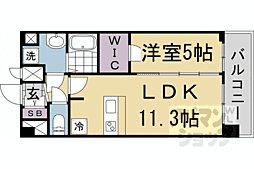 近鉄京都線 十条駅 徒歩4分の賃貸マンション 5階1LDKの間取り