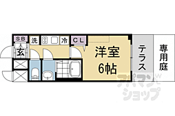 近鉄京都線 十条駅 徒歩4分の賃貸マンション 1階1Kの間取り
