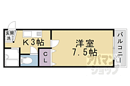 阪急京都本線 西京極駅 徒歩11分の賃貸アパート 3階1Kの間取り