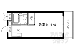 京都地下鉄東西線 太秦天神川駅 徒歩13分の賃貸マンション 3階1Kの間取り