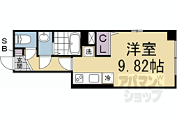京都市営烏丸線 丸太町駅 徒歩8分の賃貸マンション 4階ワンルームの間取り