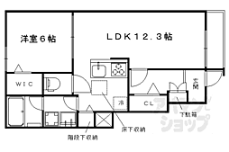 近鉄京都線 東寺駅 徒歩14分の賃貸アパート 1階1LDKの間取り