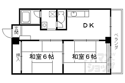 京都地下鉄東西線 西大路御池駅 徒歩3分の賃貸マンション 8階2DKの間取り