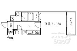 阪急京都本線 西院駅 徒歩8分の賃貸マンション 4階1Kの間取り