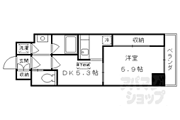 京阪本線 清水五条駅 徒歩2分の賃貸マンション 3階1DKの間取り