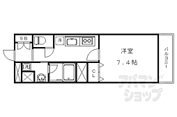 阪急京都本線 西院駅 徒歩8分の賃貸マンション 3階1Kの間取り
