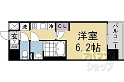 JR東海道・山陽本線 西大路駅 徒歩10分の賃貸マンション 8階1Kの間取り