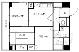 JR山陰本線 嵯峨嵐山駅 徒歩10分の賃貸マンション 1階3LDKの間取り