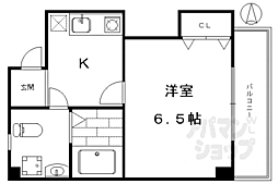 コーポ鴨川 2階1Kの間取り