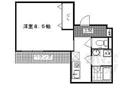 JR山陰本線 太秦駅 徒歩5分の賃貸マンション 2階1Kの間取り