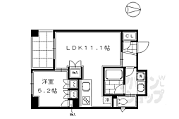 リヴァーク四条烏丸 9階1LDKの間取り