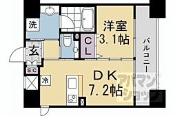 京都地下鉄東西線 二条駅 徒歩12分の賃貸マンション 1階1DKの間取り