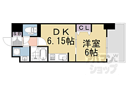 JR東海道・山陽本線 京都駅 徒歩10分の賃貸マンション 5階1DKの間取り