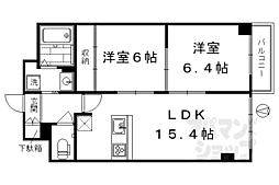 JR山陰本線 丹波口駅 徒歩2分の賃貸マンション 6階2LDKの間取り