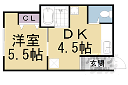 JR東海道・山陽本線 西大路駅 徒歩5分の賃貸アパート 2階1DKの間取り